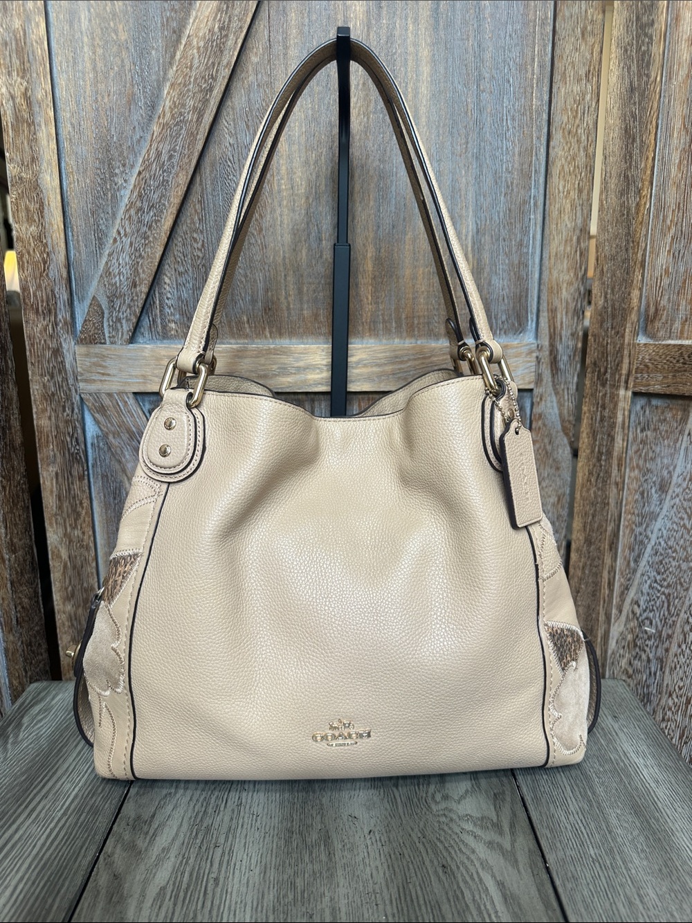 Coach 24966 Edie ShoulderBag 31 Patchwork Tea Rose Snakeskin